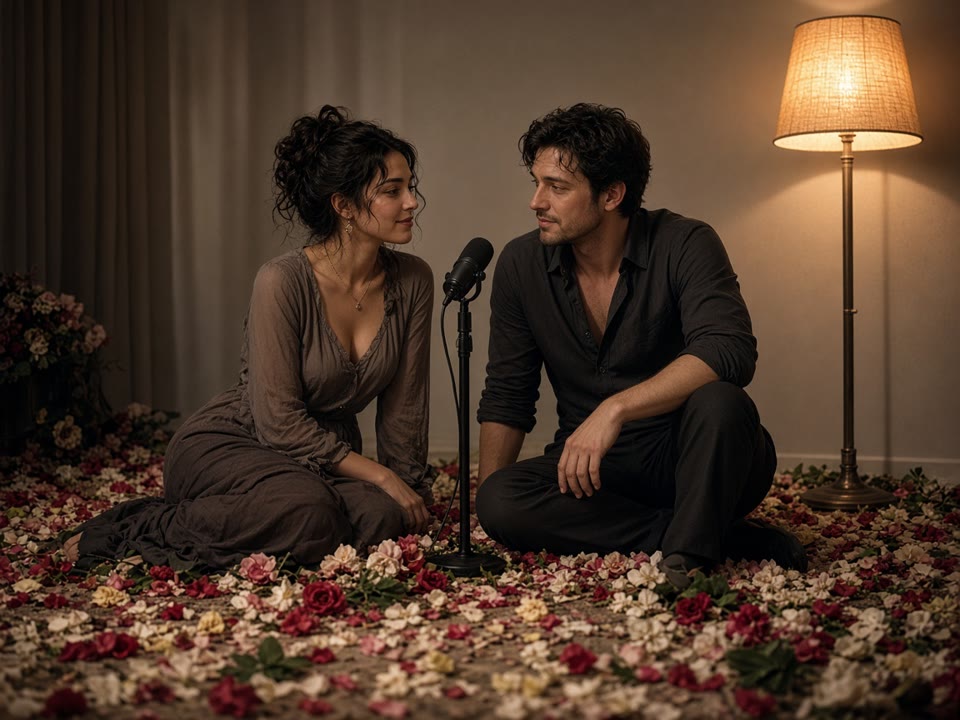 Imagen de muestra de una pareja entre flores. No es un video terminado.
